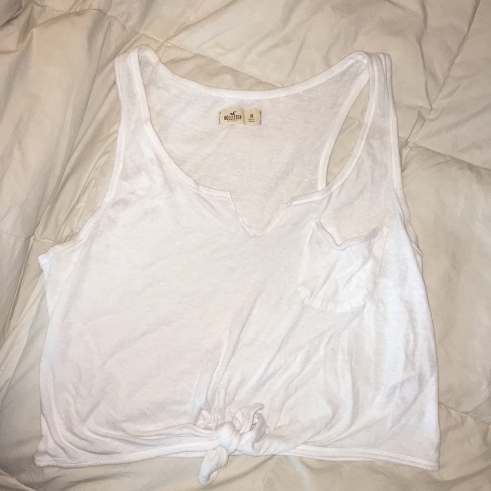 HOLLISTER white crop top tank with tie